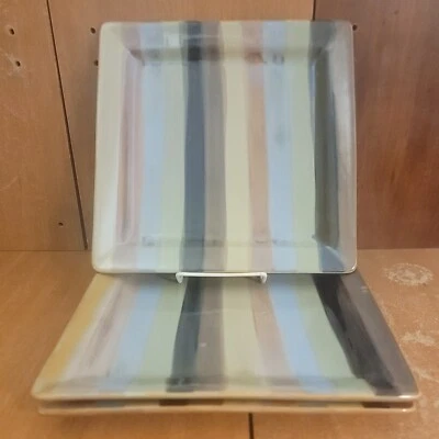 Tabletops Gallery YORK Dinner plate set of 3, 10 1/2", Striped, Excellent - Image 1 of 4