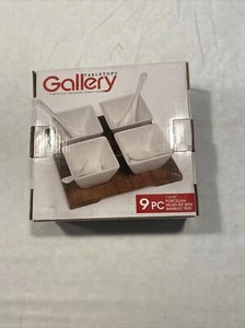 Tabletop gallery 9 Piece Porcelain Relish Tray Set with Bamboo Tray - Picture 1 of 4