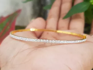 2.05ct Natural Round Diamond 14K Solid Yellow Gold Wedding Anniversary Bracelet - Picture 1 of 4