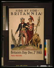 World War I,WWI,Side by Side,Britannia,Britain,Uncle Sam,1918,Lion,Eagle