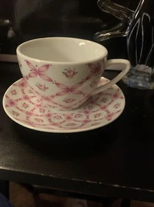 Darice Tea Cup/Saucer Purple Floral w/ gold trim used - Picture 1 of 3