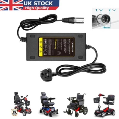 24V 2A MOBILITY SCOOTER BATTERY CHARGER FOR PRIDE GOGO ELITE TRAVELLER UK Plug