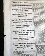 Second Battle of CHARLESTON HARBOR Fort Sumter Shelling Civil War 1863 Newspaper