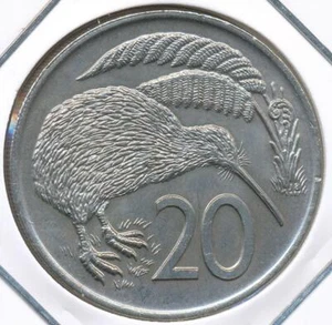 Nueva Zelanda 1975 veinte centavos 20c Isabel II - elección sin circular - Imagen 1 de 3