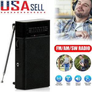 Portable Pocket Radio AM/FM/SW for Indoor and Outdoor Battery Operated Black - Picture 1 of 14