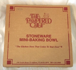 NIB Pampered Chef Stoneware Mini Baking Bowl 1475 3.5" X 9" Retired - Picture 1 of 3