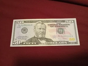 FANCY SERIAL NUMBER 2017 A $50 Fifty Dollar Bill PL 11001111 A True Binary - Picture 1 of 4