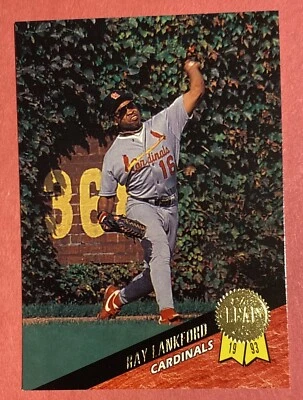1993 Leaf #297 -  Ray Lankford St. Louis Cardinals Baseball Card - Image 1 of 2