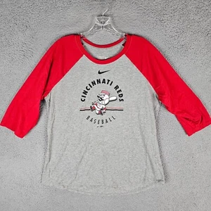 Cincinnati Reds Shirt Womens XL Gray Dri Fit Swoosh Nike MLB Baseball Sports Tee - Picture 1 of 10