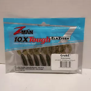 Z-Man GrubZ 2.5" - Watermelon - Zman Soft Plastic Curly Tail Pack of 8 - Picture 1 of 6