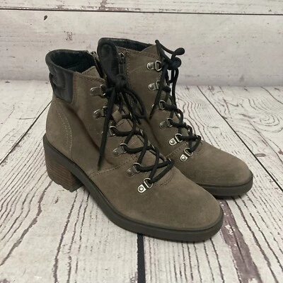 Lucky Brand Combat Boot Women Sz 7.5 Dareek Suede Leather Lug Soles Falcon Brown - Image 1 of 4