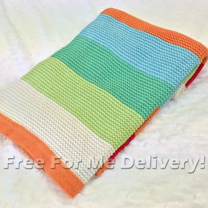 JESSIE BABY KIDS STRIPES COLOUR COTTON BLANKET THROW 76x100cm *FREE DELIVERY* - Picture 1 of 5