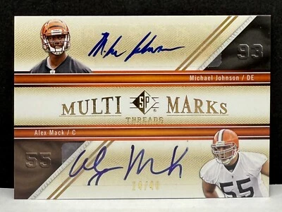 Alex Mack & Michael Johnson 2009 SP Threads DUAL AUTO RC #d 24/40 Browns Bengals - Image 1 of 2