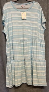 size 3XL LuLaRoe Ariel dress striped light blue white - Picture 1 of 6