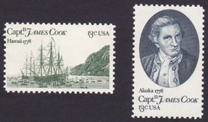 1978 CAPTAIN COOK STAMP HAWAII & ALASKA 13c EXPLORER SHIPS 2 STAMPS UNUSED MNH - Picture 1 of 1