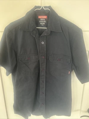 Craftsman Work Shirt M Blue Short Sleeve Button Up Cotton Blend W Pockets EUC! - Image 1 of 4