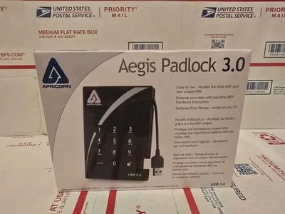 Apricorn Aegis Padlock 3.0 1TB USB 3.0 Secure Encrypted Drive Open Box Tested - Image 1 of 4