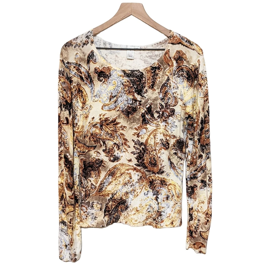 Top Sarah Spencer Mujer Cachemira Manga Larga Talla M Marrón Crema Cuello Barco Foto 1 de 4