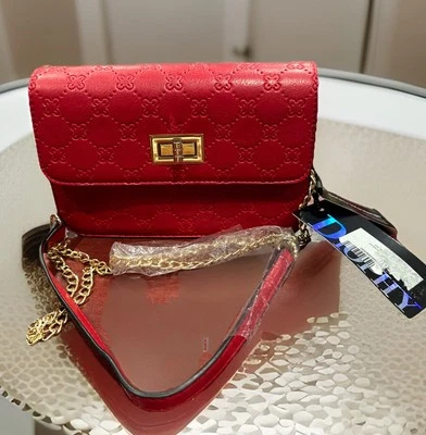 DIOPHY Los Angeles Crossbody Shoulder  Purse Vegan Leather Red Embossed NWT - Image 1 of 4