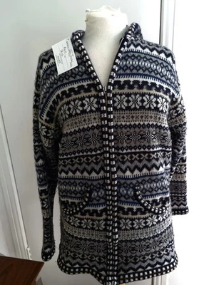 Ex Sample - Chunky Lambswool Fairisle Hoody. 2 Pockets. UK 14. Multicoloured  - Image 1 of 4