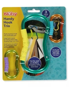 3 Piece Nuby On The Go Handy Hook Trio Carabiner For Strollers Camping Backpacks - Picture 1 of 2