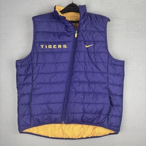 LSU Tigers Women’s Medium NIKE Reversible Purple Gold Full Zip puffer Vest XXL - Picture 1 of 10