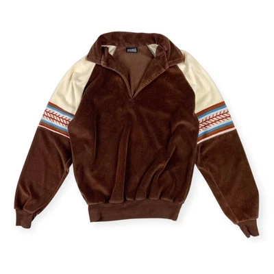 Stuart Mann of California Men's VTG 1970s Velour Long Sleeve Polo Disco Mod - Image 1 of 4