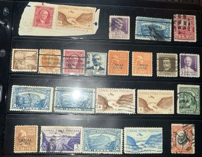 Lote de 23 sellos de la zona del canal principios de 1900’s-mediados de 1900’s nuevos y usados cancelados Foto 1 de 4