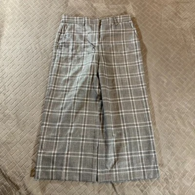 Ruby Rd Womens 6 Petite Dress Pants Gray Plaid Wide Leg Crop High Rise Stretch - Image 1 of 4