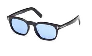 Tom Ford FT1122-D 01V Shiny Black/Blue Square Men's Sunglasses - Picture 1 of 6