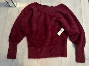 Anthropologie Ember Eyelash Fuzzy Burgundy Sweater Size Small NWT $130 - Picture 1 of 5