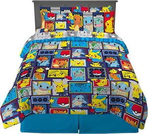 Pikachu "Comics" Kids Reversible Bed Set-AB08BKYM3N83, AB092RK8H513 - Picture 1 of 10