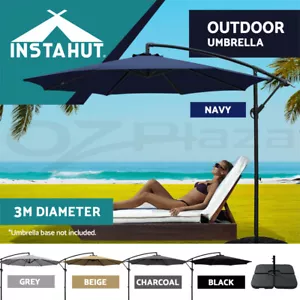 Instahut Outdoor Umbrella 3m Umbrellas Cantilever Beach Garden Sun Deck Patio UV - Picture 1 of 76