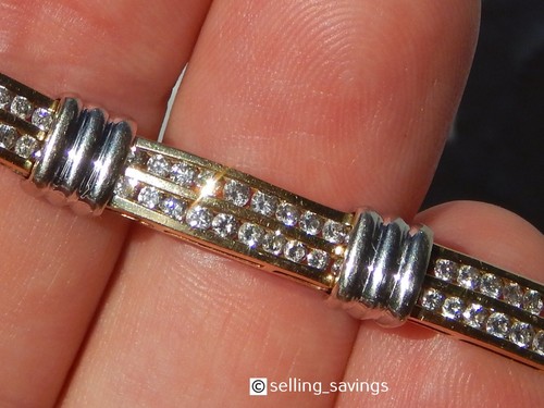 CHANEL BRACCIALE TENNIS ORO GIALLO MASSICCIO 14K 3 50 TCW DIAMANTE CANALE SET 7" 21 GRAMMI