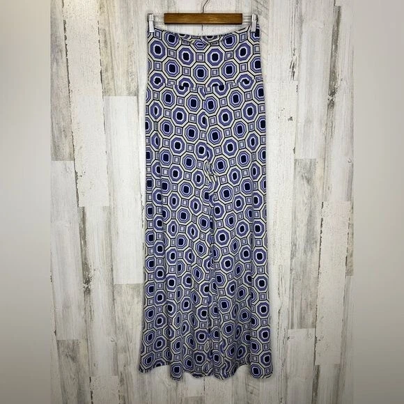 New Directions Women's Geometric Elastic Waist Palazzo Pants Blue Tan Size Small - Image 1 of 4