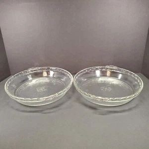 PYREX Horno Utensilios 9.5 Pulgadas 24 Cm 229 Plato Pastel Manijas Festoneadas Transparente Lote de 2 De Colección - Imagen 1 de 6
