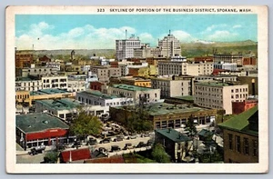 Spokane Washington Skyline of Portion of the Business District Postcard - Picture 1 of 2