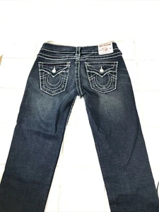 True Religion Disco Lily Big T Capri Sz.28 Faded Whiskered Designer - Picture 1 of 12