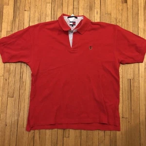 Vintage Tommy Hilfiger Polo Solid Red Xtra Large XL Short Sleeve Crest Logo - Picture 1 of 4