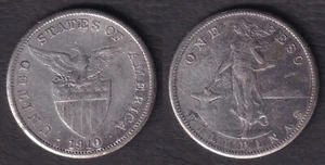 1 Peso 1910-S US-Philippine United States of America Coin - Stock #D1 - Picture 1 of 4