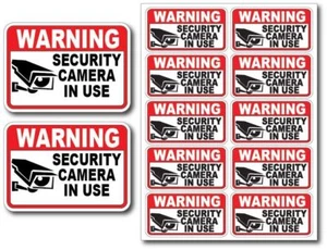 12x SECURITY CAM IN USE Surveillance Burglar Alarm Decal Warning Stickers Safety - Picture 1 of 5