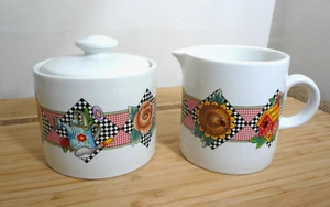 Mary Engelbreit Stoneware Sugar & Creamer Sakura "Garden Time" 1994 ME At Home - Picture 1 of 7