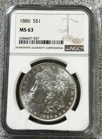 1886 Morgan Silver Dollar MS63 NGC  Stunning and Original Coin, Nice! Cover