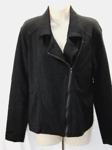 Liverpool Los Angeles Motorradjacke Damen L schwarz Jacquard Struktur diagonaler Reißverschluss - Bild 1 von 5