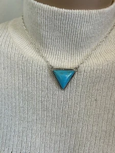 Triangle Turquoise Sterling Necklace by Navajo Avin Joe N77 - Picture 1 of 5
