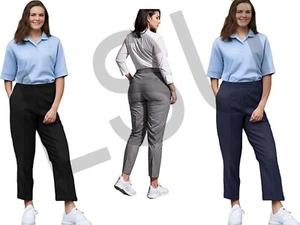Girls Plus Fit School Trousers Half Elasticated Waist Stretchable Girls Trousers - Picture 1 of 9