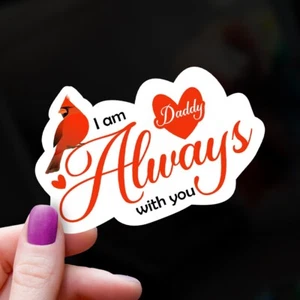 Cardinal and Hearts I Am Always with You Cardinal Remembrance Sticker - Picture 1 of 3