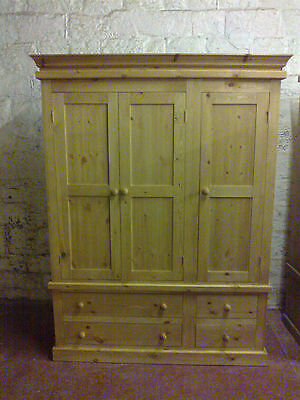 Old Mill Pine Furniture Victorian Range Triple 4 Drawer Wardrobe Antique Handwax • 1038.87£