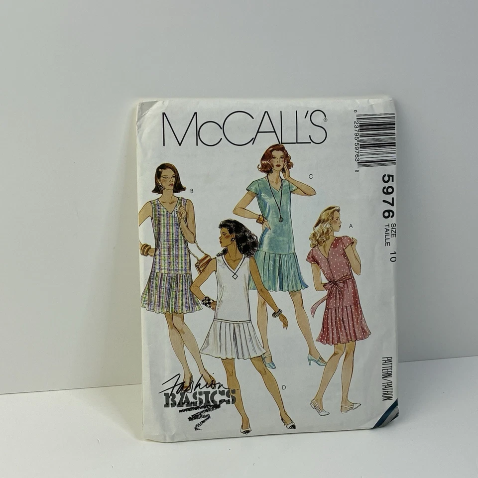 Romper Dress Size 10 Loose Split Skirt Drop Waist UNCUT  Pattern 5976 Vtg 90s  - Image 1 of 2