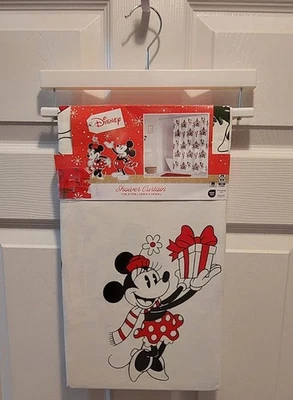 "Cortina de ducha navideña árbol de Navidad Disney Mickey & Minnie Mouse 72" x 72"" nueva con etiquetas" Foto 1 de 4